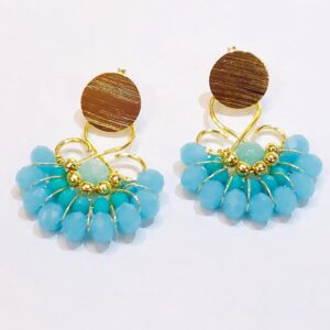 Aros Cristales color aqua celeste