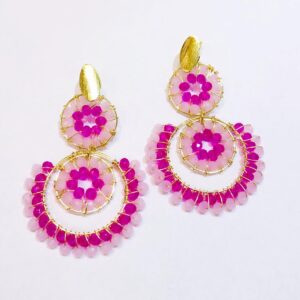 Aros Cristales color rosado