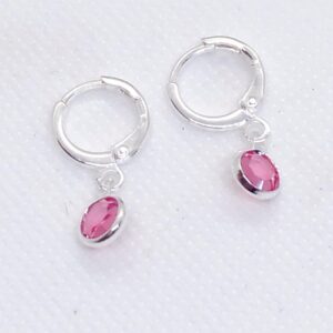 Aros plata cristales rosa claro