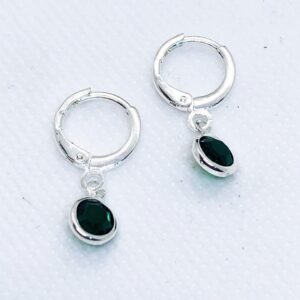 Aros plata cristales verde