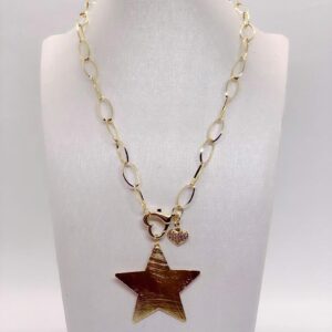 Collar Enchape Oro Colgante Estrella Corazón